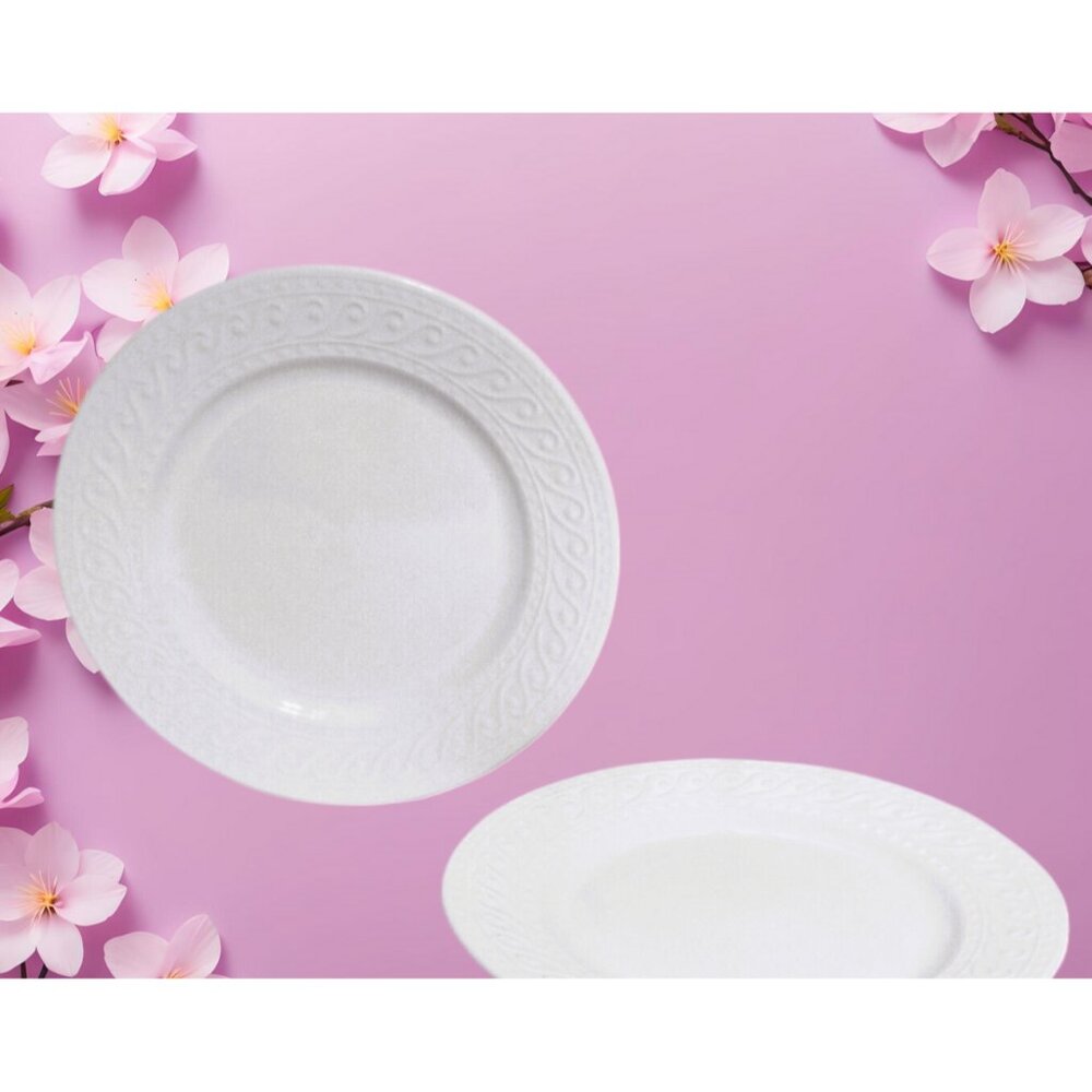 2 Pfaltzgraff Sylvia White Dinner Plates 10 1/2 "